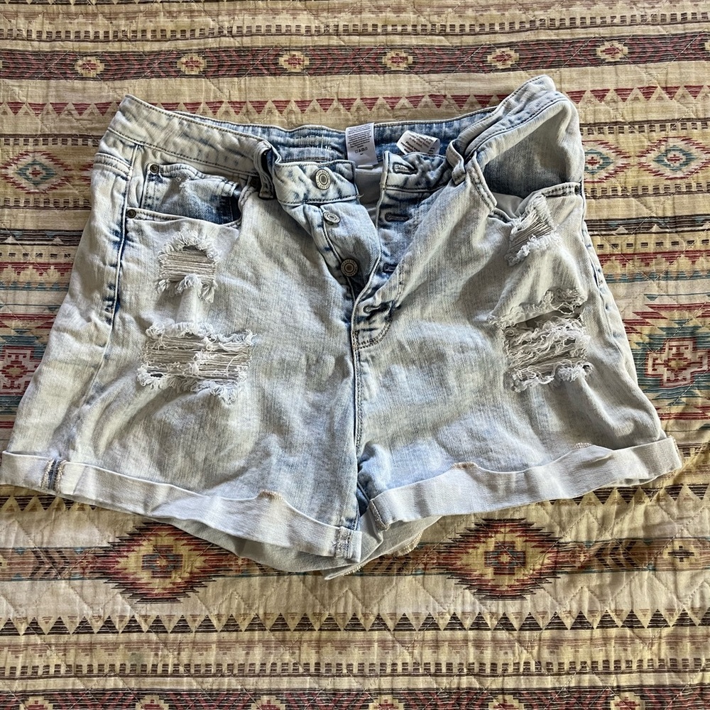 Acid washed womens shorts